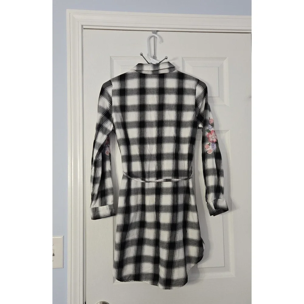 Children's Place Long Sleeve Cotton Shirt Dress Size XL Black & White.‎
